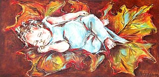 maalaus nukkuva lapsi